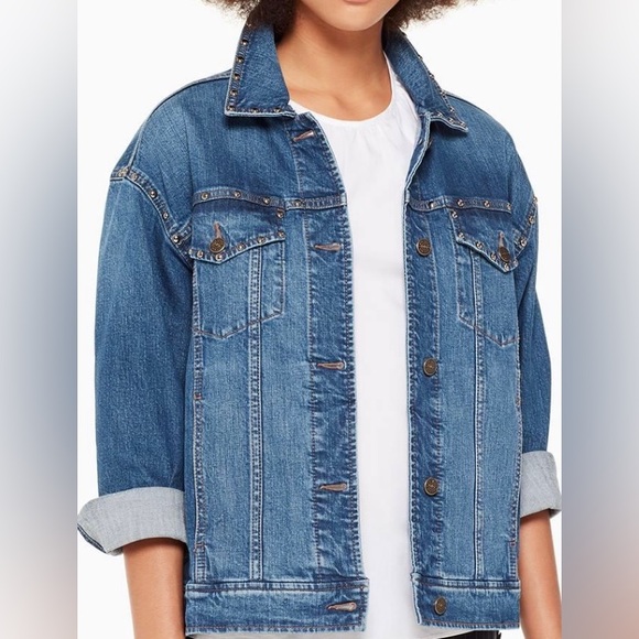 Excellent Condition, Kate Spade Oversized Denim Studded Jean Jacket, Size Large - Picture 2 of 16